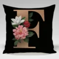 Black gold letter floral throw pillow cover elegant vintage botanical square cushion case - Single-Sided Peach Skin Pillowcase; Inner Not Included; 45x45cm