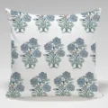 Botanical floral throw pillow cover with blue flowers and green leaves for home bedroom decor. - Style 4
