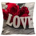 Rote Rosen schwarz weiße Holzmaserung LOVE Kissenbezug, romantischer Sofa Kissenhülle. - Stil 8