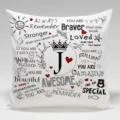 Funda de cojín blanca con citas motivacionales en inglés y tipografía inspiradora. - BZ202404030-10