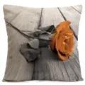 Leinen Kissenbezug mit Vintage Rosen und Holz Motiv fuer Sofa Wohnzimmer Deko Kissen. - Stil 9