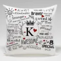 Funda de cojin con frase motivacional y elegante diseño de letra K para decoracion de sofa. - BZ202404030-11
