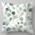 Groene eucalyptus bladeren geprint kussensloop, aquarel botanisch design vierkante kussenhoes. - BZ20230417-8