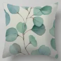 Kussenhoes met aquarel eucalyptus bladprint, zachte linnen decoratieve kussensloop voor bank. - BZ20230417-9