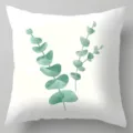 Groene eucalyptus bladeren bedrukte linnen kussenhoes voor thuis kantoor decor. - BZ20230417-11