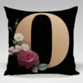 Black and gold letter O throw pillow cover with vintage floral botanical print for sofa bed. - Single-Sided Peach Skin Pillowcase; Inner Not Included; 45x45cm