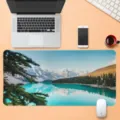 Grande tappetino per mouse da gioco con stampa di montagna e lago, scrivania liscia. - SBD202502028-16