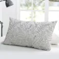 Close-up view of the detailed grey botanical sketch pattern on the long pillowcase. - Peach Skin Velvet Pillowcase (Single Sided Without Core) 50X30cm / BZ2024010014-7