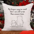 Federa per cuscino bianca con simpatico motivo di orsetto e testo familiare per il divano. - Fodera per Cuscino in Pelle di Pesca Monolaterale Senza Anima 45x45cm / Design 1
