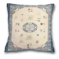 Vintage persischer Stil quadratischer Kissenbezug mit blauem geometrischem Muster Detail. - Muster 12