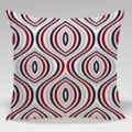 Dettaglio del motivo geometrico della moderna federa per cuscino decorativo con curve astratte. - Federa in Pelle di Pesca Monolaterale / 45x45cm / BZ202501016-2