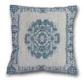Vintage persischer geometrischer Kissenbezug, blau-weisse dekorative Sofakissenhuelle. - Muster 2