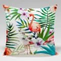 Tropical flamingo peach skin velvet square pillowcase detail shot, soft and comfortable home decor. - Single-Sided Peach Skin Pillow Cover Without Core 45x45cm / BZ202405022-1