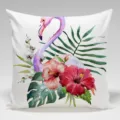 Watercolor flamingo tropical plant throw pillow cover soft peach skin cushion case 45x45 - Single-Sided Peach Skin Pillow Cover Without Core 45x45cm / BZ202405022-2