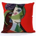Housse de coussin décorative style art abstrait Picasso, taie de coussin canapé rouge. - QPSP182BZ-10