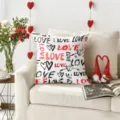 Federa per cuscino San Valentino con lettere d'amore rosse per divano camera letto. - Federa per Cuscino in Pelle di Pesca Monofacciale (Senza Anima) 45x45cm / Z1959BZ-4