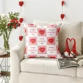 Housse de coussin Saint-Valentin, cœur rouge à carreaux pour canapé chambre déco. - Z1959BZ-5