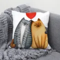 Federa per cuscino gatto carino coppia, copricuscino cuore rosso romantico per divano. - Federa per Cuscino in Pelle di Pesca Monofacciale (Senza Anima) 45x45cm / BZ202301202-1