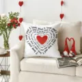 Federa cuscino cuore rosso San Valentino, stampa lettera d'amore decorativa divano. - Federa per Cuscino in Pelle di Pesca Monofacciale (Senza Anima) 45x45cm / Z1959BZ-1