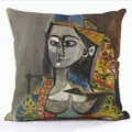 Housse de coussin portrait d'art abstrait, taie d'oreiller décorative style Picasso pour canapé. - QPSP182BZ-17