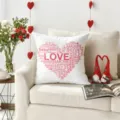Federa per cuscino di San Valentino con stampa cuore d'amore multilingue per divano - Federa per Cuscino in Pelle di Pesca Monofacciale (Senza Anima) 45x45cm / Z1959BZ-2