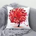 San Valentino federa cuscino albero cuore rosso romantico fodera per cuscino divano - Federa per Cuscino in Pelle di Pesca Monofacciale (Senza Anima) 45x45cm / BZ202301202-3