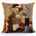 Housse de coussin art abstrait, taie de coussin portrait cubiste pour canapé, déco maison. - QPSP182BZ-18