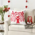 Federa per cuscino rosso San Valentino Albero dell'amore federa decorativa per divano - Federa per Cuscino in Pelle di Pesca Monofacciale (Senza Anima) 45x45cm / Z1959BZ-3