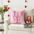 Housse de coussin rose de Saint-Valentin avec impression LOVE, coussin de canapé déco. - Z1959BZ-6
