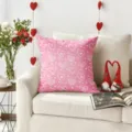 Housse de coussin rose motif cœur Saint-Valentin pour décoration de canapé et de chambre. - Z1959BZ-12