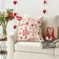 Housse de coussin rouge Saint-Valentin avec coeur et lettres pour decoration de canape - Z1959BZ-24