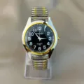 Klassische Quarzuhr mit zweifarbigem Flexarmband und klarem arabischen Ziffernblatt. - Herrenstil / Zweifarbig Schwarzes Zifferblatt