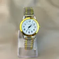 Lässige minimalistische Quarzuhr mit flexiblem zweifarbigem Metallarmband und Zifferblatt. - Damenstil / Zweifarbig Weißes Zifferblatt