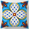 Federa per cuscino decorativo con un vivace motivo geometrico di piastrelle mediterranee. - Fodera per Cuscino in Pelle di Pesca Bifacciale 45x45cm / Modello 32