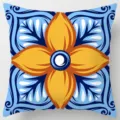 Fodera per cuscino geometrica etnica nordica, federa per cuscino divano blu gialla. - Fodera per Cuscino in Pelle di Pesca Bifacciale 45x45cm / Modello 10