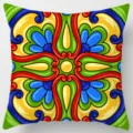 Decorative square throw pillowcase with vibrant colorful geometric tile pattern. - Peach Skin Velvet Pillowcase 45x45cm / Pattern 35