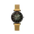 Detailed close-up view of the women quartz watch featuring a stylish gradient dial. - Gold