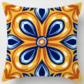 Decorative throw pillow cover with vibrant geometric ethnic floral print for sofa home. - Peach Skin Velvet Pillowcase 45x45cm / Pattern 14