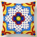 Ethnic geometric throw pillow cover vibrant blue and yellow decorative cushion case for sofa - Peach Skin Velvet Pillowcase 45x45cm / Pattern 34