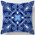 Blue geometric pattern cushion cover, Nordic style square decorative pillow case variant. - Peach Skin Velvet Pillowcase 45x45cm / Pattern 17