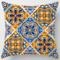 Mediterranean geometric tile pattern throw pillow cover, stylish home sofa decor item. - Peach Skin Velvet Pillowcase 45x45cm / Pattern 18