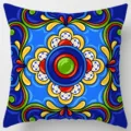 Decorative throw pillow cover with vibrant ethnic geometric tile pattern for sofa. - Peach Skin Velvet Pillowcase 45x45cm / Pattern 37