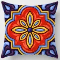Vibrant ethnic geometric print square throw pillow cover for home sofa car decor. - Peach Skin Velvet Pillowcase 45x45cm / Pattern 16