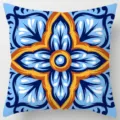 Geometric decorative throw pillow cover with ethnic tile print for sofa and car use. - Single-Sided Peach Skin Pillow Cover (Without Core) 45x45cm / Pattern 9