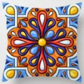 Ethnic Geometric Pattern Throw Pillow Cover Mediterranean Style Decorative Cushion for Sofa - Single-Sided Peach Skin Pillow Cover (Without Core) 45x45cm / Pattern 22