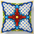 Geometric decorative throw pillow cover, vintage tile style cushion case for sofa bed - Single-Sided Peach Skin Pillow Cover (Without Core) 45x45cm / Pattern 28