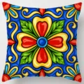 Mediterranean style throw pillow cover decorative floral cushion case for sofa home - Single-Sided Peach Skin Pillow Cover (Without Core) 45x45cm / Pattern 29
