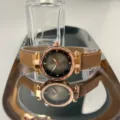 Damenuhr Quarz Roségold Mesh Armband Farbverlauf Zifferblatt modische elegante Armbanduhr - Roségold