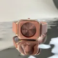 Square quartz watch for women with rose gold case and pink silicone strap elegant daily wear - Rouge Pink