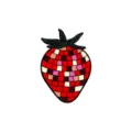Disco ball strawberry brooch pin cute enamel badge jacket backpack accessories jewelry gift - Mosaic Strawberry With Rhinestone (CZ1231)
